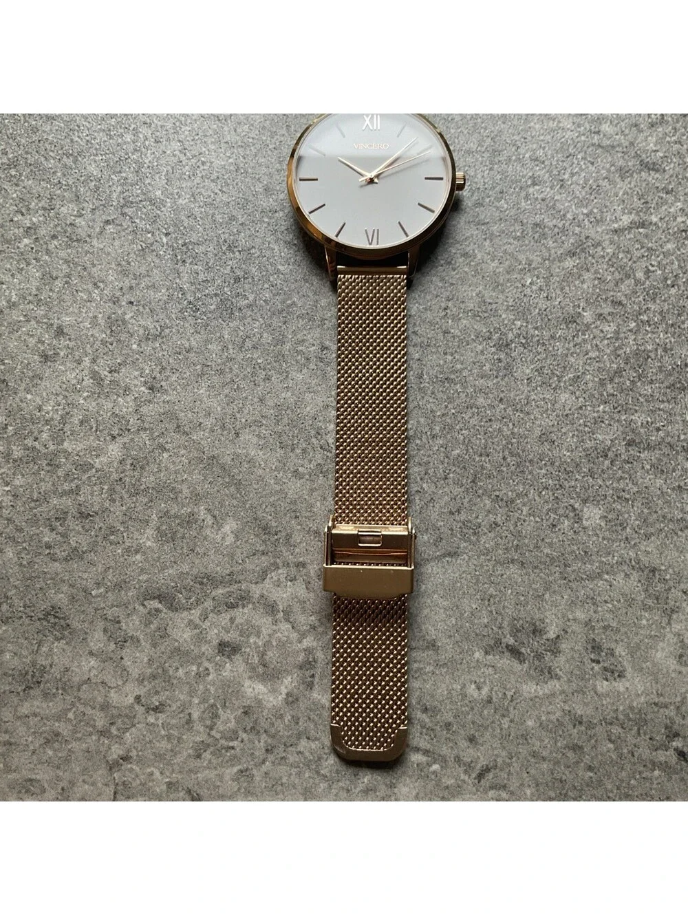 Vincero Womens Watch 38mm Rose Gold Tone Case And Mesh Metal Band White Dial D4